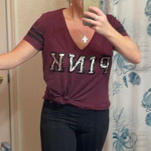 Pink VS bling Sequin T-shirt